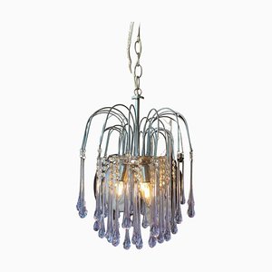 Violet and Metal Suspension Lamp, 1950s