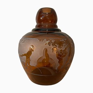 Vaso Art Deco color ambra, 1930