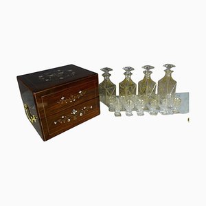 Napolon III Liquor Set aus Palisander & Baccarat Kristall, 1890er, 16 . Set