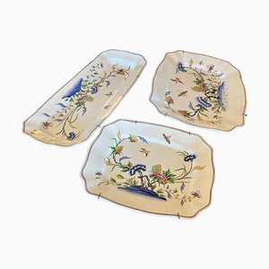 French Earthenware Serving Plates from Sarreguemines, Set of 3