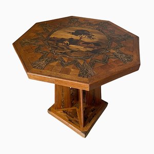 French Oak Marquetry Table, 1920s