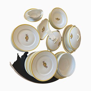 Servicio francés Art Déco de porcelana de Limoges, años 20. Juego de 49
