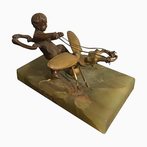 Late 19th Century Child and Beetle in Bronze