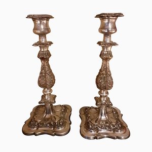 English Candlesticks in Silver Metal, 1930s, Set of 2