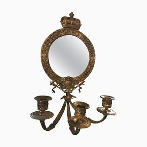 19th Century French Style Bronze Wall Candleholder with Mirror