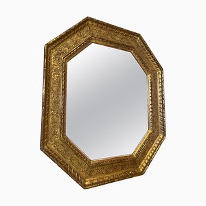Specchio ottagonale in legno dorato, Francia, anni '50