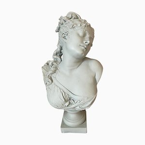 Busto de mujer antiguo de terracota, década de 1850