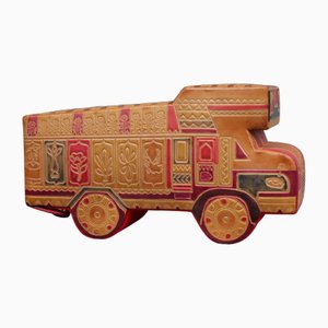 Handmade Leather Truck Piggy Bank for Children, 1980s