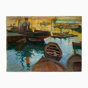 Carening Basin Marseille Port Scene, 1930, Öl auf Leinwand