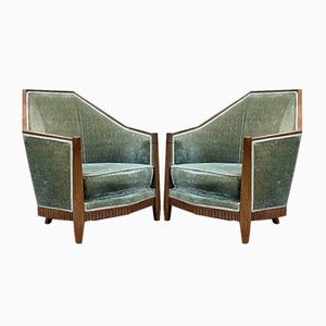 Art Deco Armchairs in Mahogany, Garnish and Original Fabric in the style of Paul Follot, Set of 2