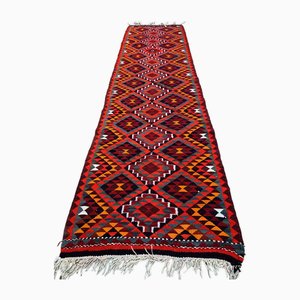 Long Vingage Turkish Kilim Runner Kelim Rug