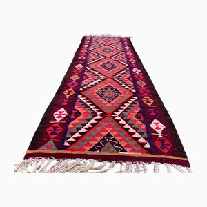 Long Vintage Turkish Kilim Runner Rug