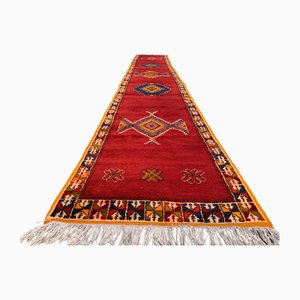 Tappeto Runner vintage marocchino Tazenacht Berber Atlas in rosso e blu