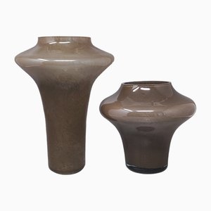 Vases Beiges en Verre de Murano par Dogi, Italie, 1970s, Set de 2