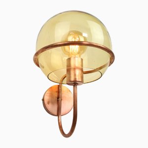 Mid-Century Wall Copper and Glass Lamp