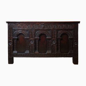 Antique Elizabethan Carved Oak Chest, 1580