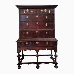 Antique William and Mary Oak Chest on Stand, 1690