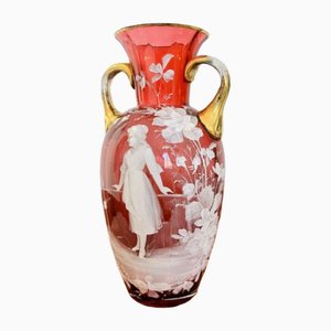 Antique Victorian Mary Gregory Cranberry Vase, 1860