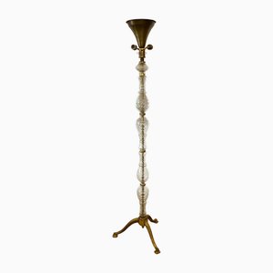 French Floor Lamp with Glass Column, 1960s