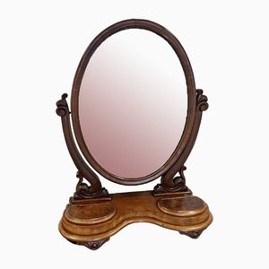 Grand Miroir de Coiffage Victorien Antique en Noyer, 1860