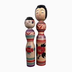 Figuras Dento Kokeshi vintage de Abo Masafumi and Abo Muchihide, años 70. Juego de 2