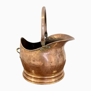 Antique Victorian Copper Helmet Coal Scuttle, 1880