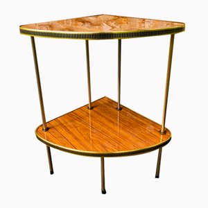 Vintage Mid-Century Two-Tier Side Table in Formica & Brass, 1970s