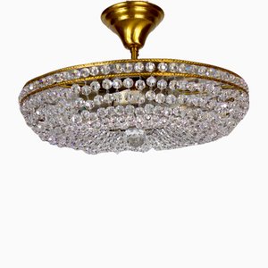 Lampada da soffitto in cristallo e ottone di Palwa, anni '60