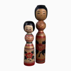 Figurines Kokeshi Vintage par Abo Masafumi, 1970s, Set de 2