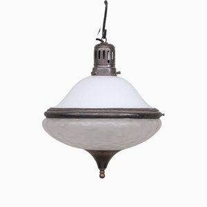 French 2- Tone Glass Pendant Light