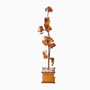 Lámpara de pie floral Hollywood Regency atribuida a Hans Kögel