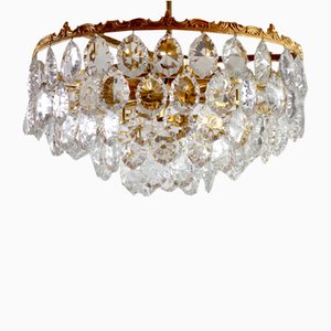 Brass and Lead Crystal Chandelier from Schröder and Co., 1960s