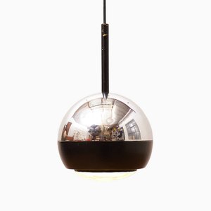 Hanging Lamp Model 1230 in Stalled Metal Black & Sanded Crystal Glass by Gaetano Sciolari for Stilnovo, 1960s