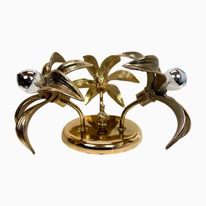 Brass Flower Ceiling Lamp attributed to Willy Daro from Massive, 1970s