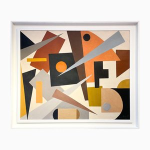 Armilde Dupont, Composition Abstraite, 1970s, Huile sur Toile, Encadré