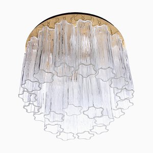 Kalmar Flush Mount Ceiling Light with Venini Tronchi Murano Glass & Brass attributed to J. T. Kalmar for Kalmar, 1960s