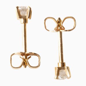 18k Yellow Gold Light Point Earrings with Brilliant Cut Diamonds, Set of 2