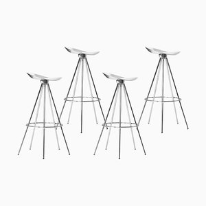 High Jamaica Bar Stools with Aluminium Seat and Chromed Steel by Pepe Cortés, Set of 4