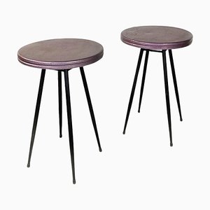 Mesas de bar italianas Mid-Century modernas de metal ciruela en negro y morado, años 50. Juego de 2