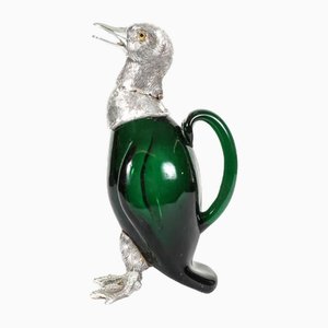 Brocca Bird decanter in vetro di Sheffield, placcata in argento