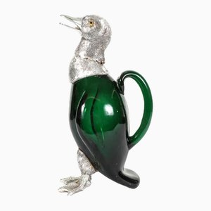 Sheffield Silver Plate Bird Decanter Jug in Glass