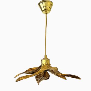 Brass Flower Pendant or Ceiling Lamp by Willy Daro for Massive, 1970s