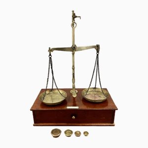 Victorian Brass Scales and Weights, 1880s, Set of 5