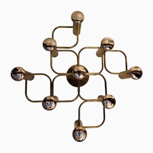 Ceiling or Wall Lamp with 9 Lights by Gaetano Sciolari for Leola, 1970s