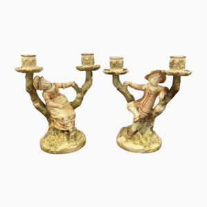 Portacandele Hadley di Royal Worcester, anni '20, set di 2