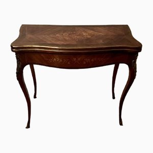 French Kingwood Marquetry Inlaid Ormolu Mounted Card Table, 1900s