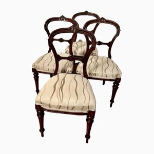 Victorian Carved Walnut Dining Chairs, 1860s, Set of 4