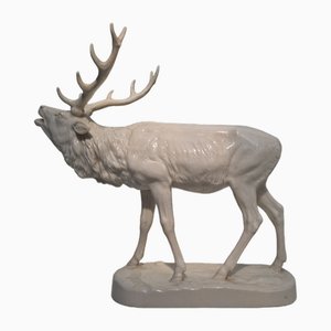 Roaring Stag from Nymphenburg Porzellan, 1915