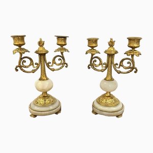 Victorian Ormolu and Marble Candelabras, 1860s, Set of 2