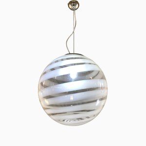 Lampe Sphère Blanche et Transparente en Verre de Murano de Simoeng